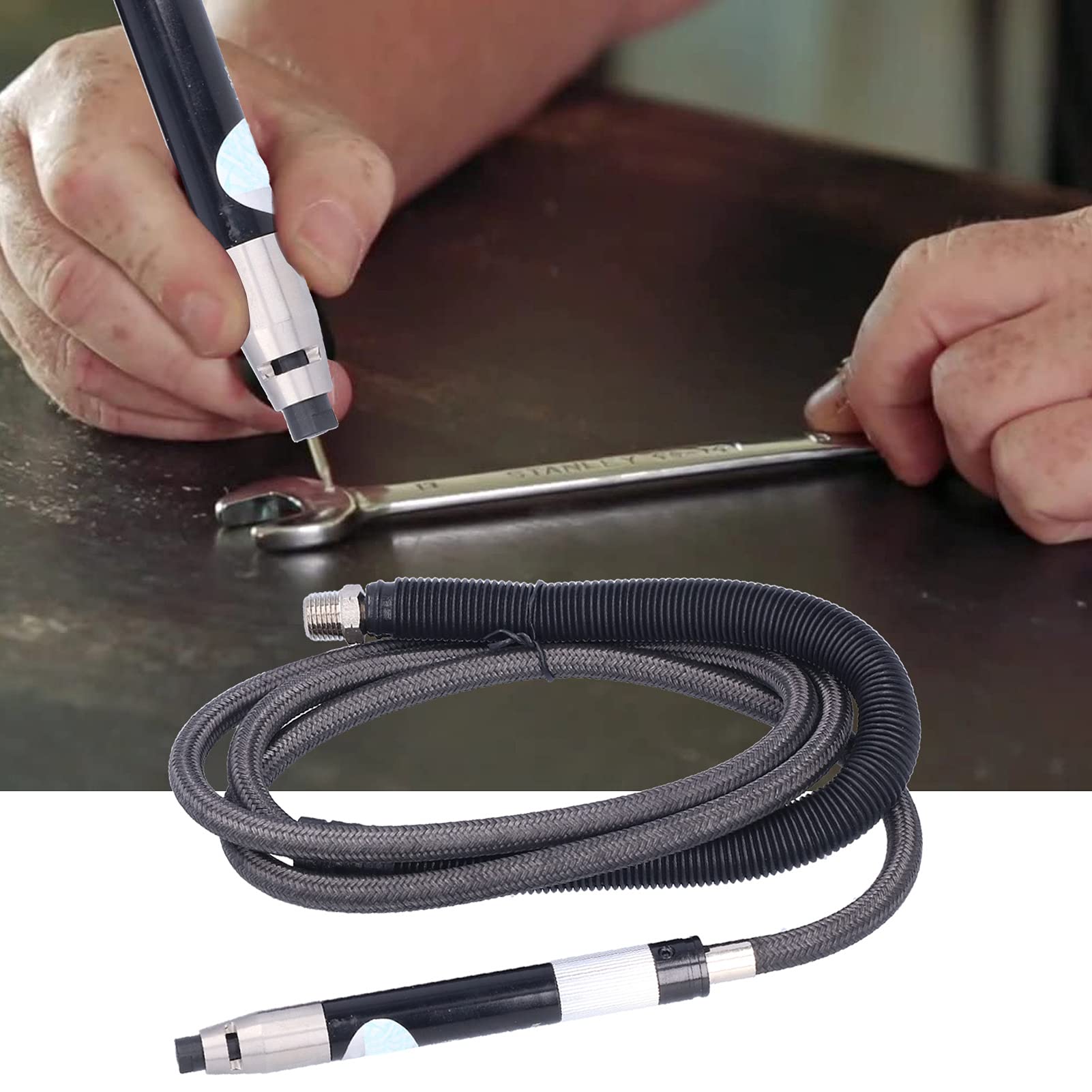 Kit Smerigliatrice Pneumatica Ad Alta velocità Regolabile con Penna Pneumatica per Incisione e Lucidatura di Acciaio Legato con Pinza da 3 Mm (stile giapponese)