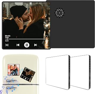 2 Pcs Sublimation Music Fridge Magnet Blanks, Personalized Photo Music Fridge Magnet Play Songs, Album Magnet for Refrigerator as Christmas Valentines Birthday Gift for Father Mother Him Her