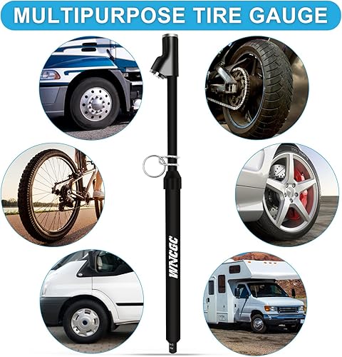 Miniatura 7 de Medidor de presión de neumáticos de doble cabezal, calibre de aire resistente de presión de neumáticos con escala de aluminio de dos lados,