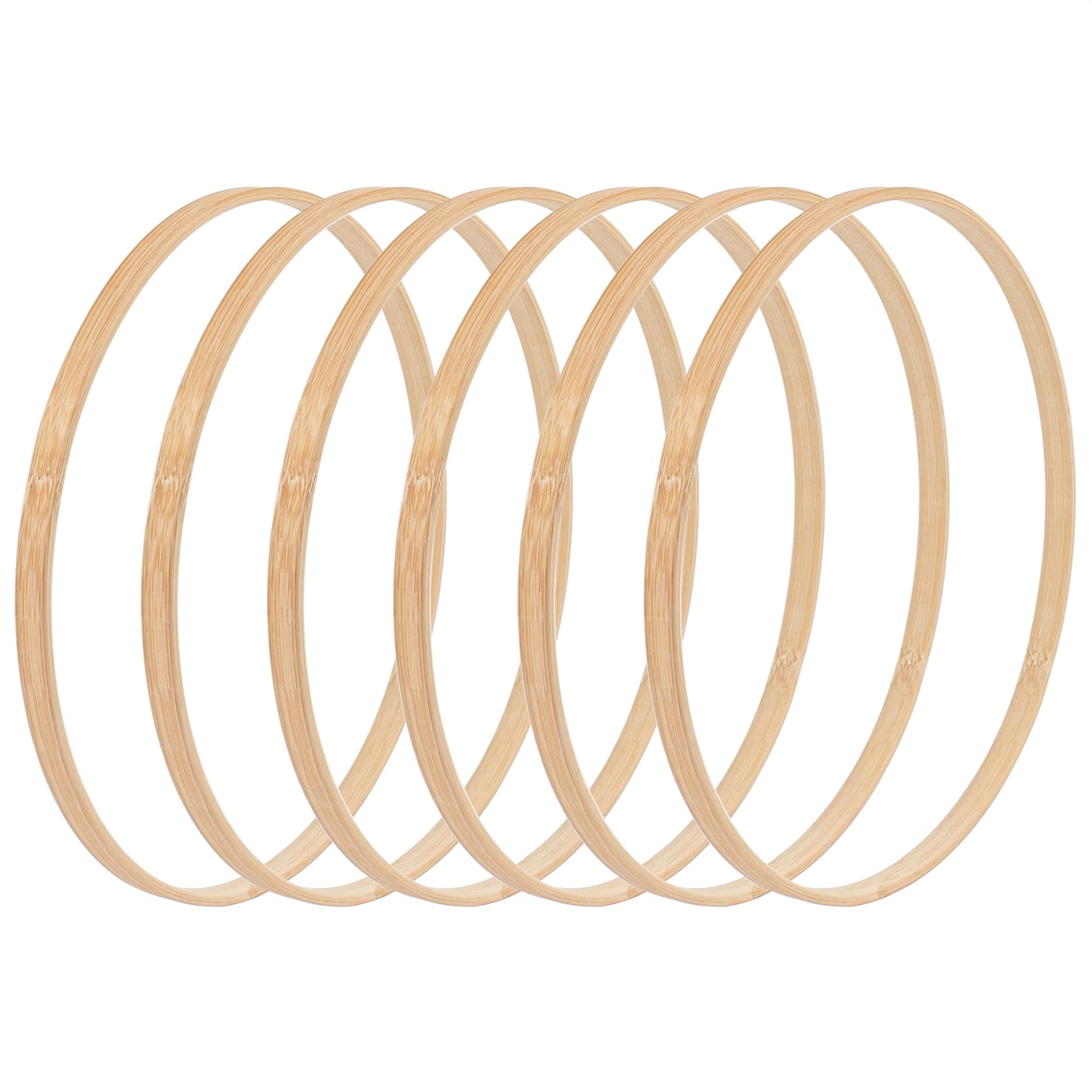 6 Stück Holz Bambus Floral Hoop 20,3 cm Makramee Floral Hoop Ringe Kranz Ring für DIY Traumfänger Hochzeit Kranz Wandbehang Dekor