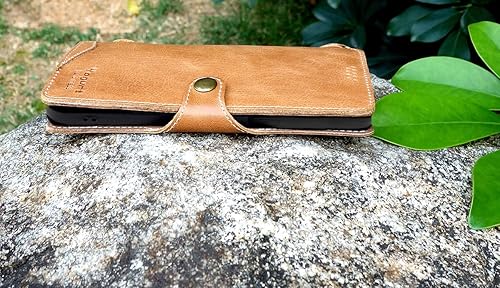 Miniatura 5 de Yogurt Funda compatible con iPhone 15 Pro Max, funda de piel auténtica para iPhone 15 Pro Max, 6.7 pulgadas, hecha a mano, color marrón