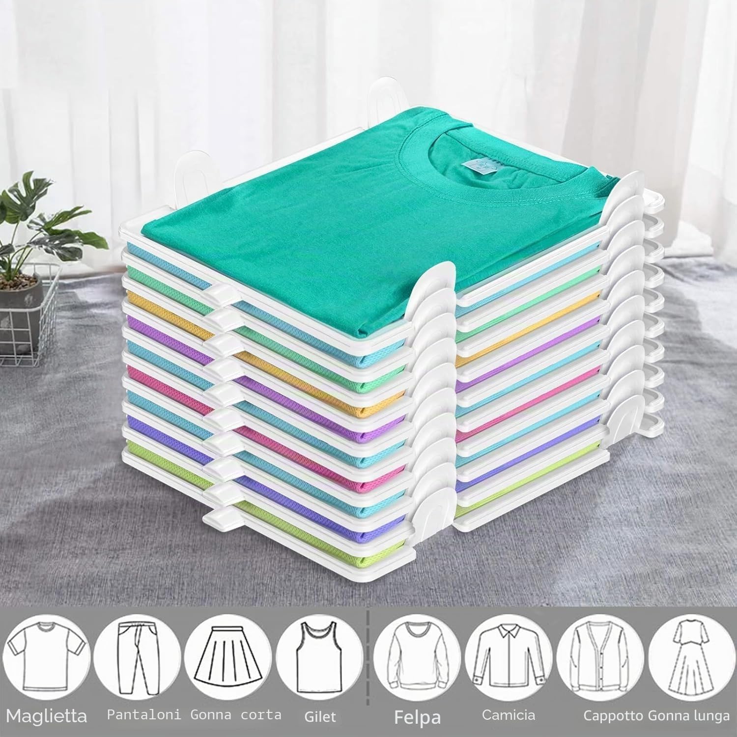 Organizer per T-Shirt Impilabile, Organizer per Armadio Impilabile per Adulti e Bambini, Organizer per Guardaroba, 20 Pezzi – Perfetto per un Armadio Ordinato