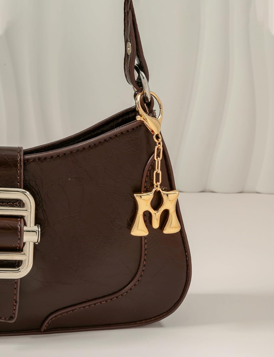 WOWORAMA Initial Letter Keychain for Women Chunky Gold Bubble Letter Bag Charm Purse Charm Personalized Keyrings Accessories - Image 3