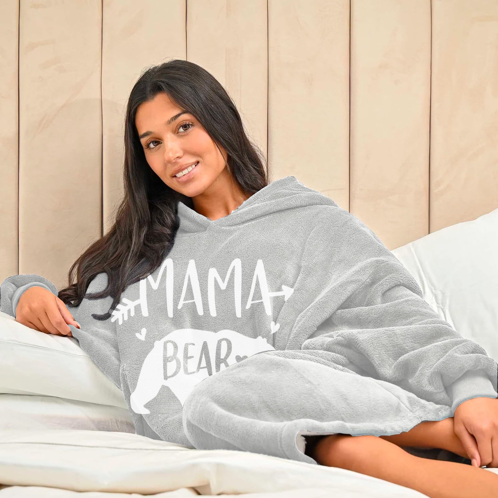 Oversized Hoodie Decke, Geschenk für Mama, Mama Bear Tragbare Decken