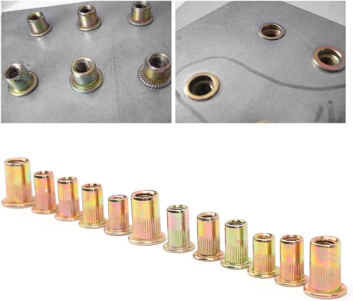 Fafeicy 150pcs Rivet Nuts, Galvanized Carbon Steel Rivet Nut Mixed Insert Nutserts 6‑32 8‑32 10‑24 10‑32 1/4‑20 British System for The Fastening Field of Various Metal Plates and Pipes