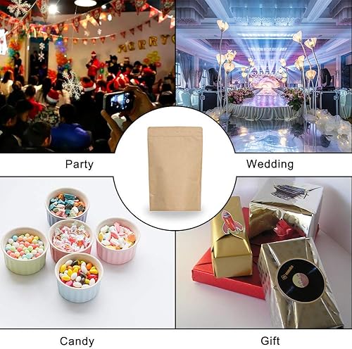 Miniatura 6 de SumDirect - Bolsas de papel kraft de 5.0 x 7.0in, 50 bolsas de papel con cierre de aluminio forradas para embalar cereales dulces galletas alimentos