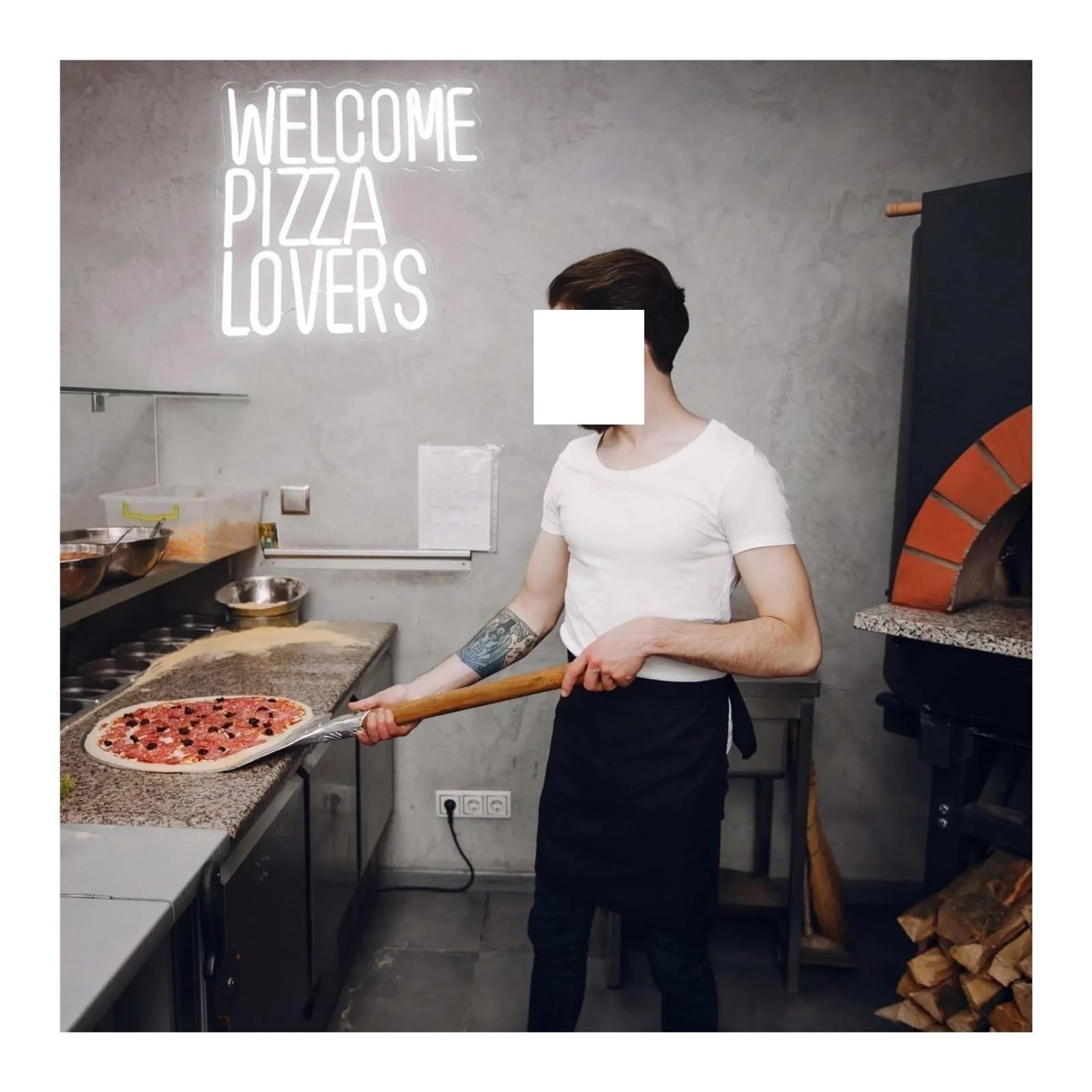 Señal de luz de neón BIENVENIDOS AMANTES DE LA PIZZA para letrero de neón Letrero luminoso LED para decoración pared con alimentación para USB