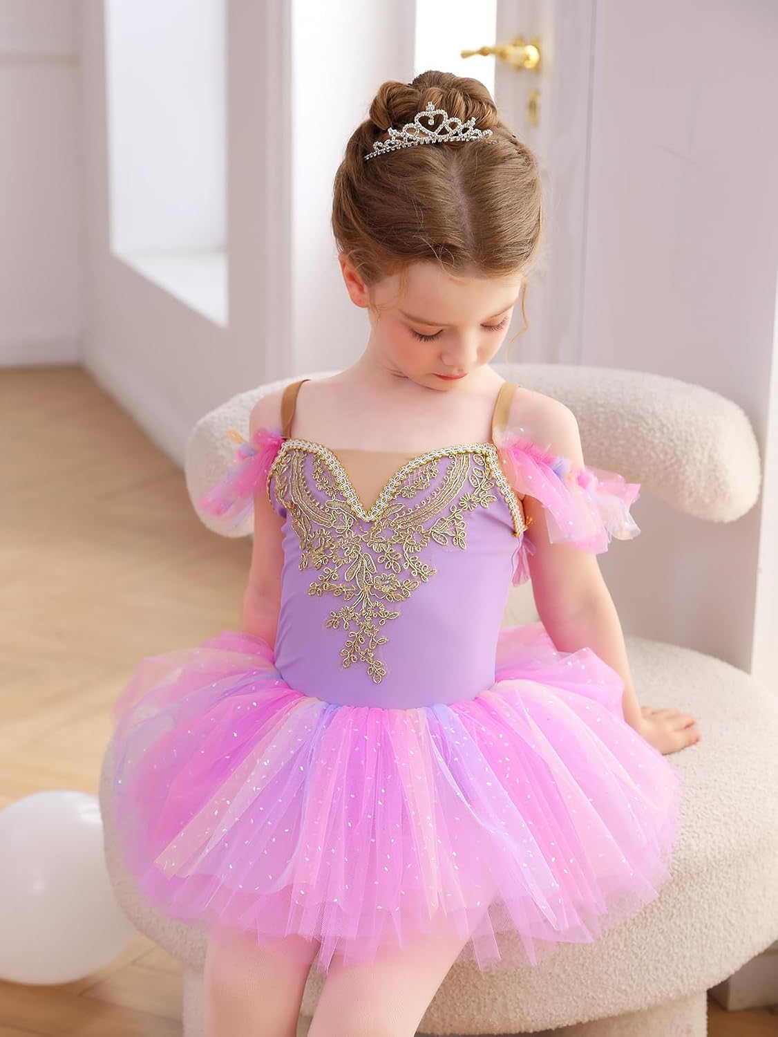 Mecceos Ballet Tutu for Girls Ballerina Swan Lake Costume Toddler Leotard Ballet Dance Costumes