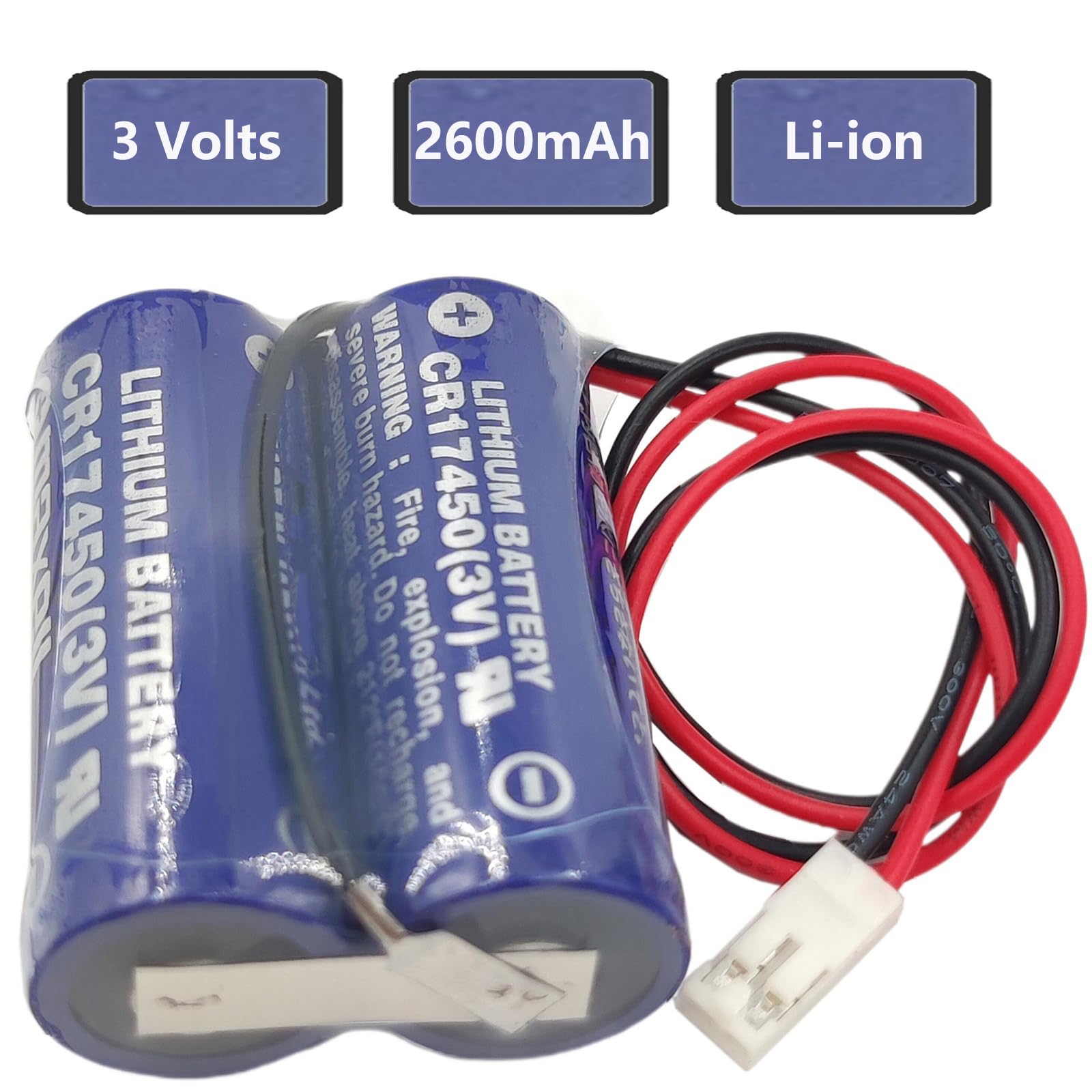 Lot de 2 piles Li-ion 2CR17450 3 V PLC 2600 mAh CR17450-2WK27 Mazak D80UB016170 CR17450 3 V