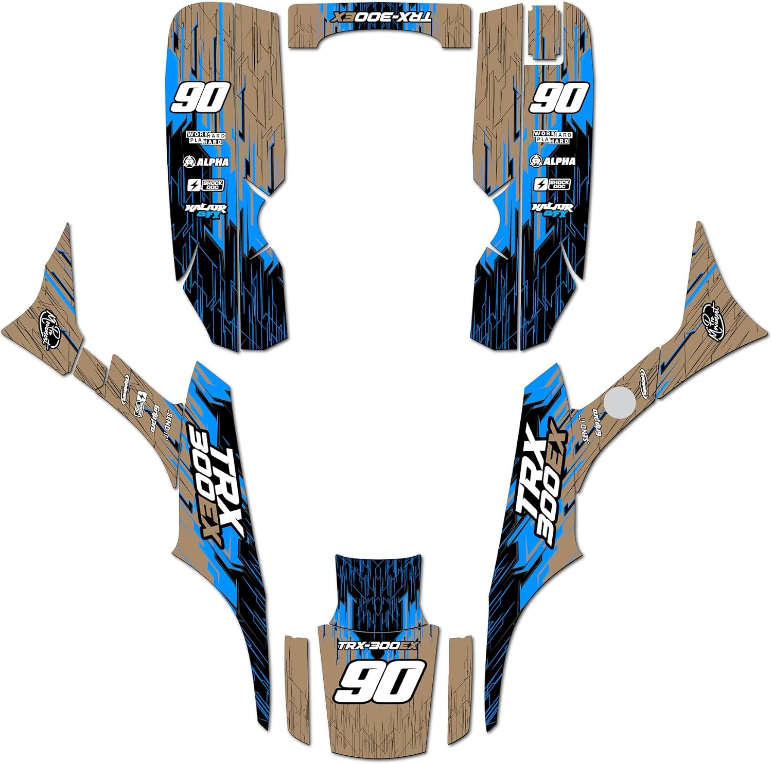 Graphics Kit for Honda TRX 300EX (1993-2006) Fracture Series Blue 16 Mil - On/Off The Road - ATV UTV Dirt Bike Stickers, Quad Dirtbike Racing Decal Automotive Accessories no-Plastics