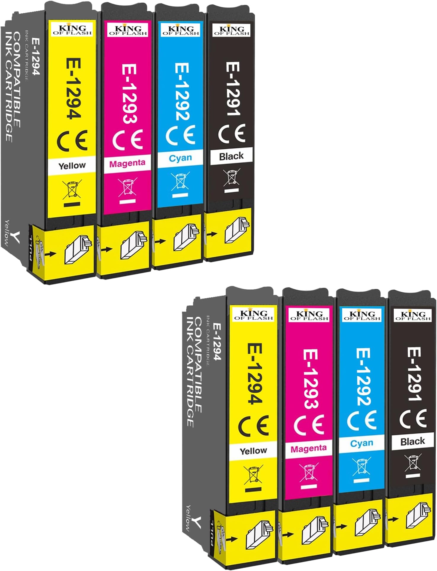 KING OF FLASH 2 Full Sets Compatible Printer Ink Cartridges For Epson T1295 - SX420W, SX425W, SX525WD, SX620FW, Office B42WD, BX305F, BX305FW, BX320, BX320FW, BX525WD, BX535WD