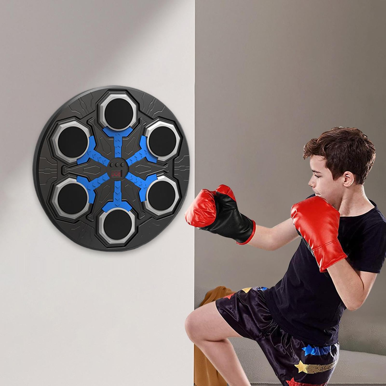 Boxing Maching Machine - senza fili, Custodia intelligente da parete con guanti | Target di punzonatura interattivo, attrezzatura di allenamento elettronica per casa, ufficio, palestra