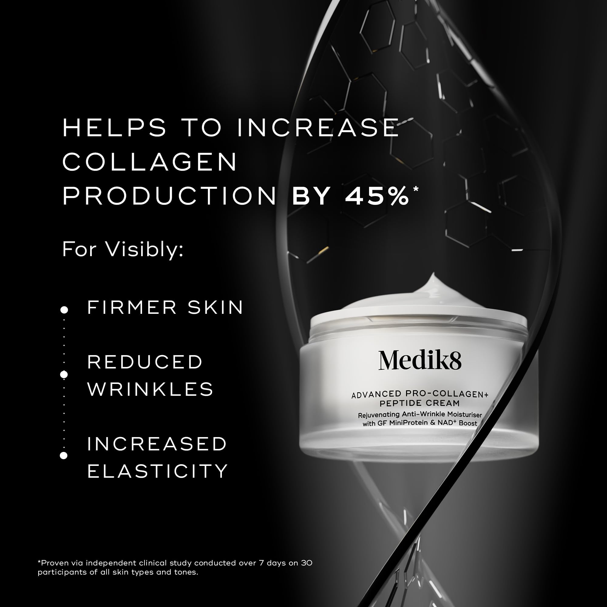 Medik8 Advanced Pro-Collagen+ Peptide Cream – Verjüngende Anti-Falten-Feuchtigkeitscreme mit Growth Factor MiniProtein & NAD+ Langlebigkeits-Booster - 50ml | Verjüngende Anti-Falten-Feuchtigkeitspflege mit Wachstumsfaktor MiniProtein & NAD+ Longevity Boos