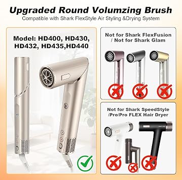 Upgraded Large Round Volumizing Brush for Shark FlexStyle HD400 Series Hair Dryer, Round Brush Attachment Flex Style Hair Volumizer Tool, Full Volume Curling, Smooth Blowout Styling Accessories