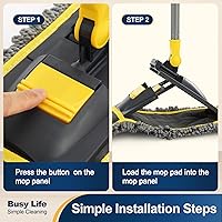 Vista 2 de Yocada Dust Mop for Floor Cleaning with 2 Different Mop Pads (in Total) Wet & Dry for Hardwood Ceramic Marble Tile Laminate Home Kitchen 51in Long