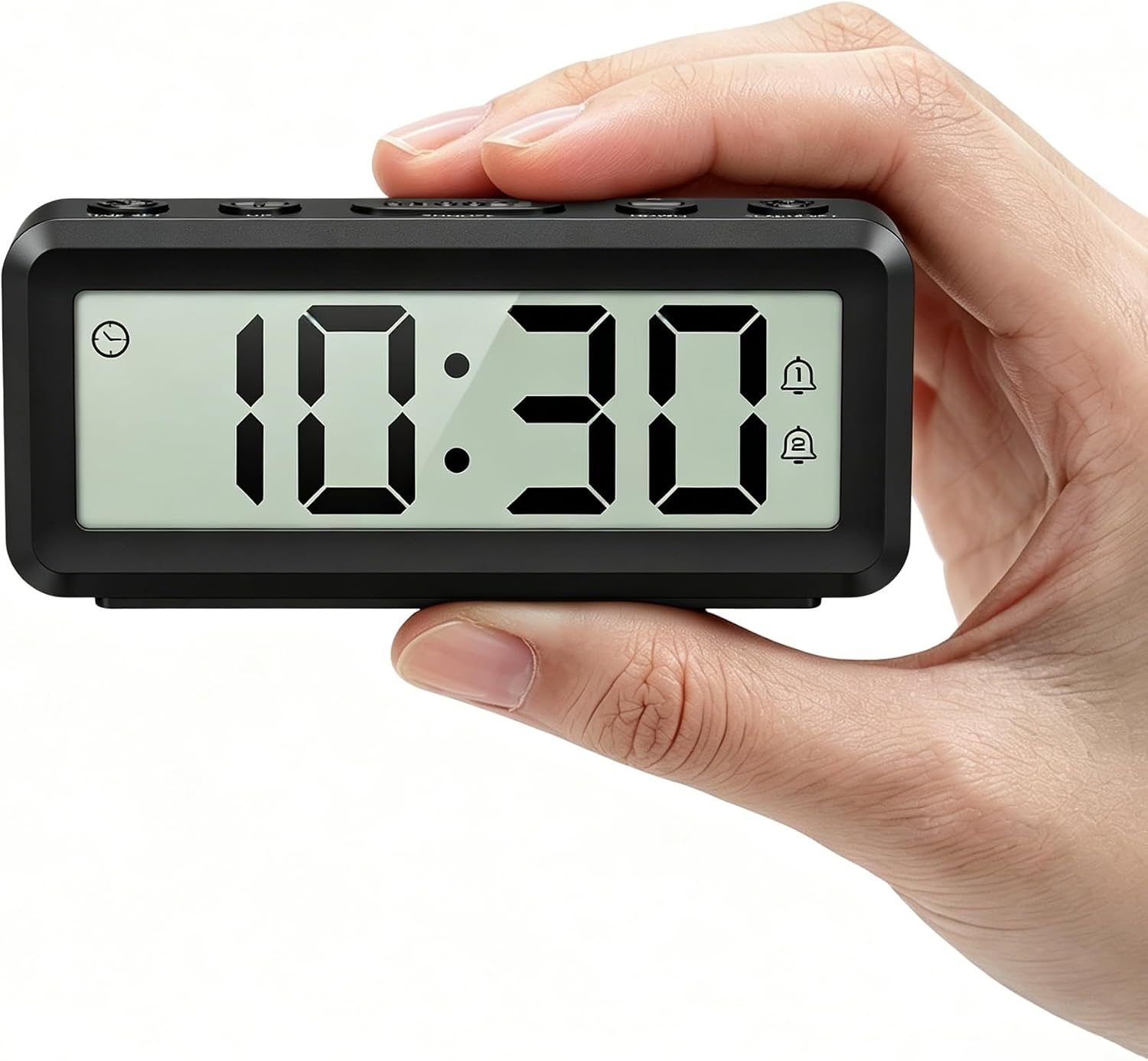 Battery Operated Small Digital Clock, Cordless, Dual Alarms&Snooze