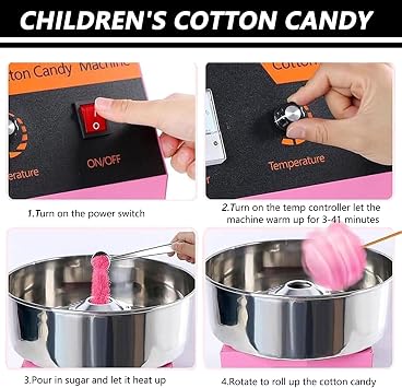Commercial Cotton Candy Machine, Electric Cotton Candy Maker Machine for Family Events, Candy Floss Machine for Kids, Birthday Party Outside, Ballgames, Church,Metalirontype