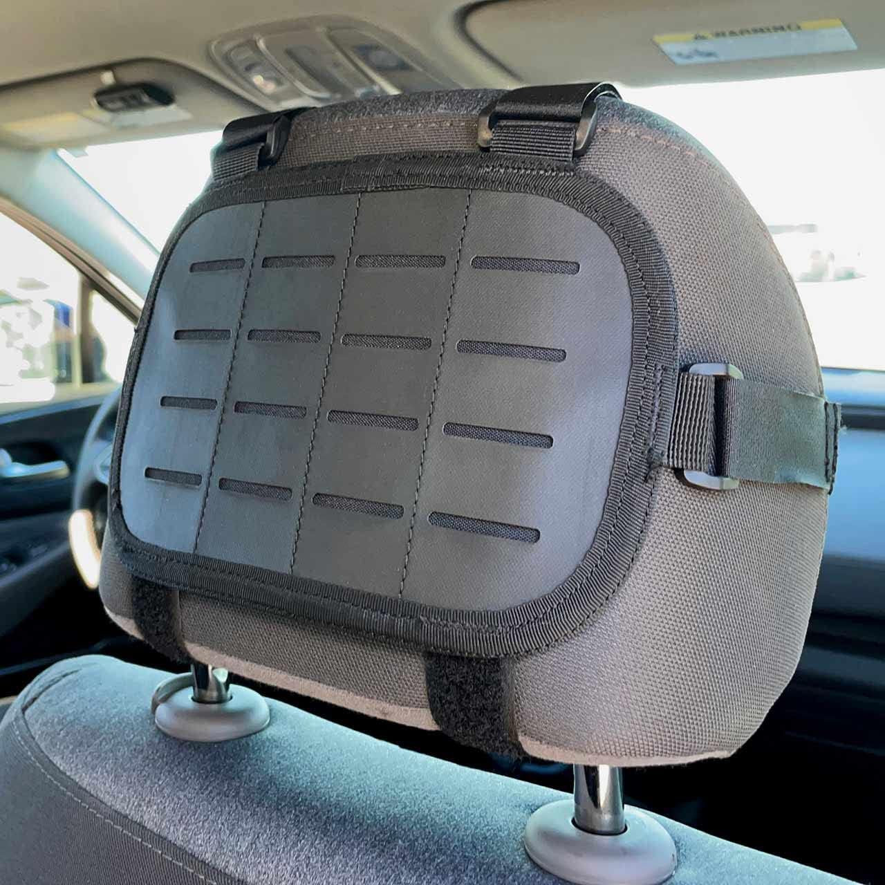 Rescue Essentials MOLLEHead Headrest Vehicle Mount – Emergency Tactical First Aid – Car & Truck Compatible (Black)