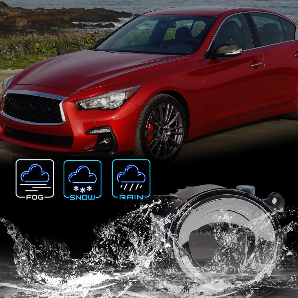 G-PLUS Compatible with Infiniti Q50 QX50 QX60 QX80 2015 2016 2017 Front Bumper Mounted Fog Light Assembly with Bulbs Daytime Driving Lamps Left + Right Side 1 Pair