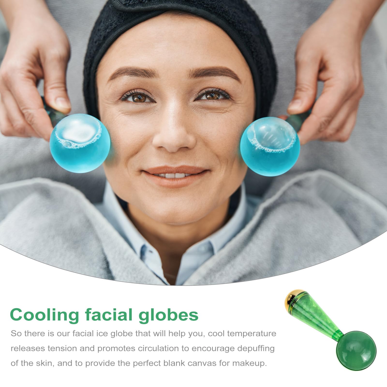 HOMSFOU Bola de Hielo Facial de Jade Verde, Globos Faciales Refrescantes para Cuidado Piel, Rodillo de Hielo para Reducir Hinchazón y Ojeras, Frío para Rostro y Ojos