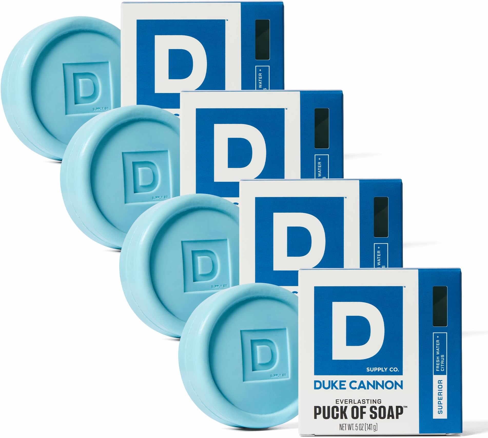 Supply Co. Bar Soap Puck Bundle - Men's Rounded Bar Soap with Masculine Scents - Disc-Shaped Mens Soap - All Skin Types - Hydrating & Deep Cleansing - Superior, 5 oz (4 Pack)