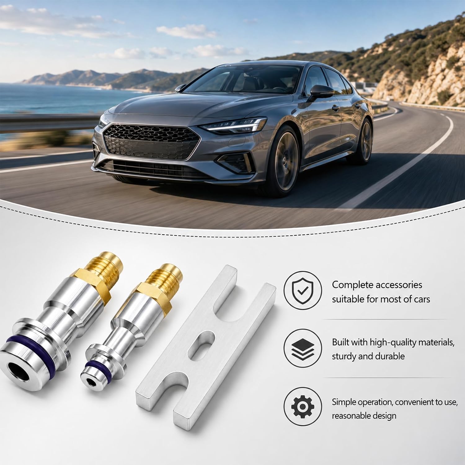 Car Air Conditioner Leak Test Plug Stoppers Kit, Heavy Duty Metal Refrigerations Hose Connector Automobile AC Expansion Valve Test Plugs Kit