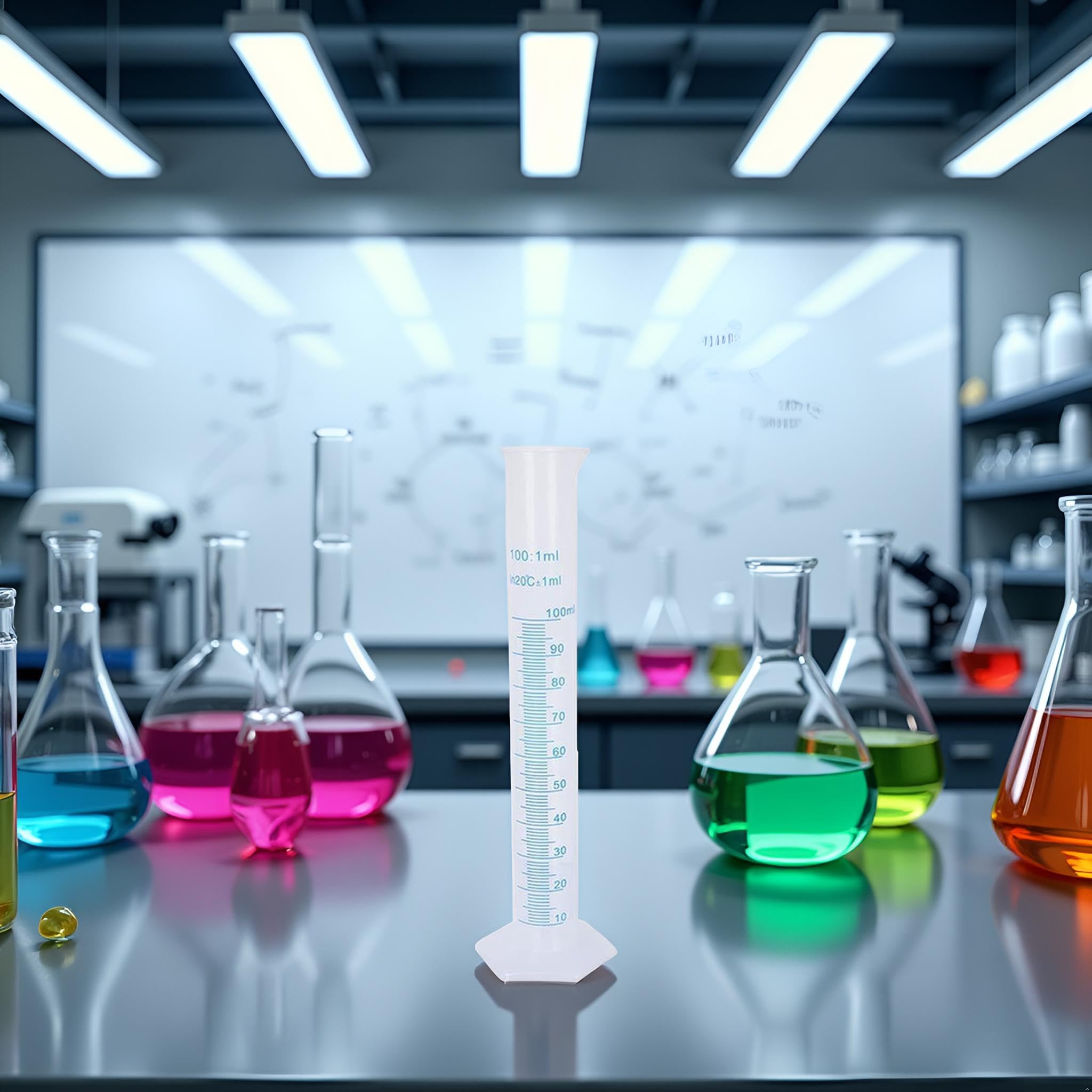 JIHUOO Messzylinder Aus Kunststoff – 2 Stück, 50 Ml, Transparent, Mit Doppelseitiger Skala (blau & Geprägt), Für Labor & Küche