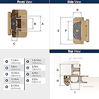 Vista 4 de Amerock BPR8704CZ Bisagra para gabinete Superposición doble desmontable de 1/2 pulgada (13 mm) Bronce champán Bisagra para puerta