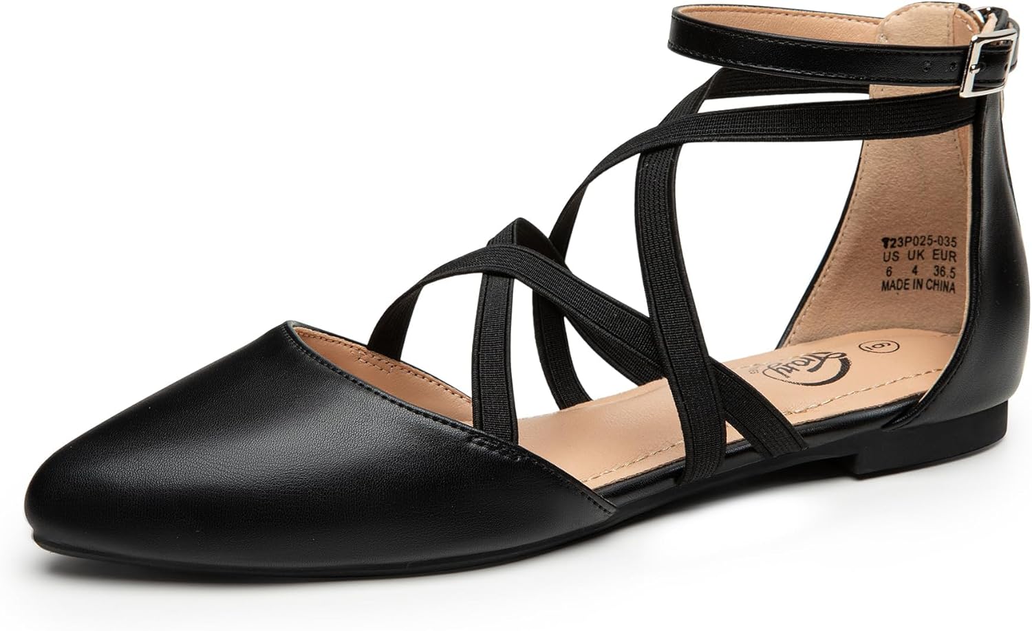 Trary Flats for Women, Mary Jane Shoes Women Ballet Flats with Elastic Ankle Straps, Comfortable Pointed Toe Dress Shoes for Office or Casual Wear