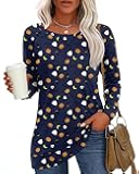 POPYOUNG Womens Tunic Tops to Wear with Leggings Fall Long Sleeve Crewneck Casual Blouse Winter Sweatshirt