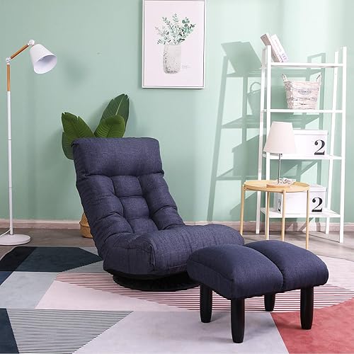 DEPOINTER Sofá chaise lounge, silla giratoria de 360 grados, silla para juegos de suelo, sofá perezoso, 3 posiciones ajustables, sofá reclinable