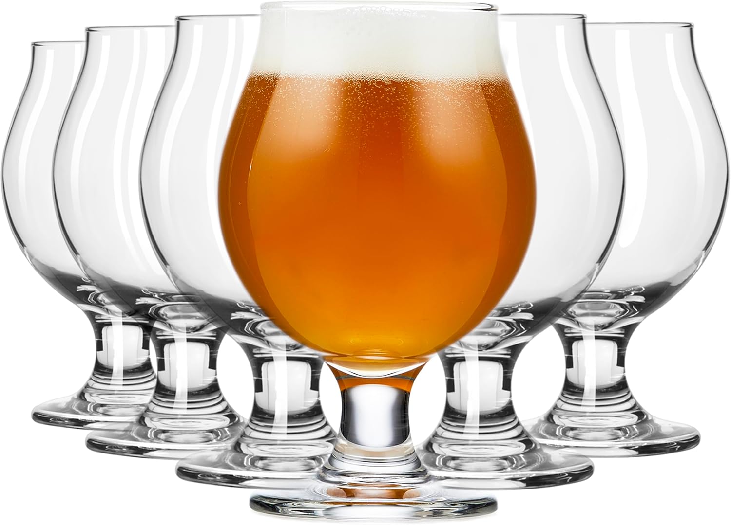 Libbey Entertaining Essentials Belgian Beer Glasses, 13 oz, Craft Beer Glasses Set of 6 for Belgian Ales, Unique Tulip Shape for Entertaining