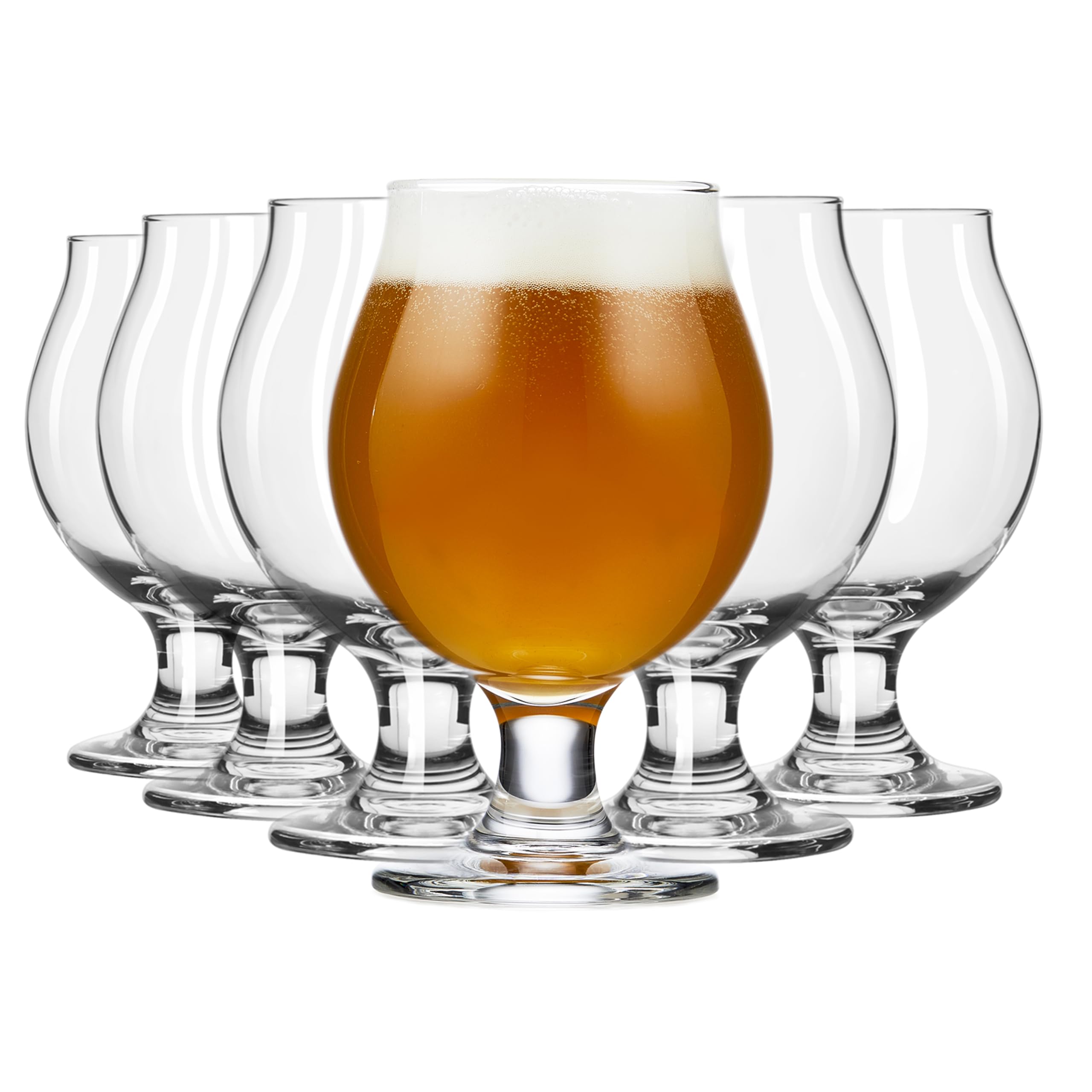Libbey Entertaining Essentials Belgian Beer Glasses, 13 oz, Craft Beer Glasses Set of 6 for Belgian Ales, Unique Tulip Beer Glasses for Entertaining