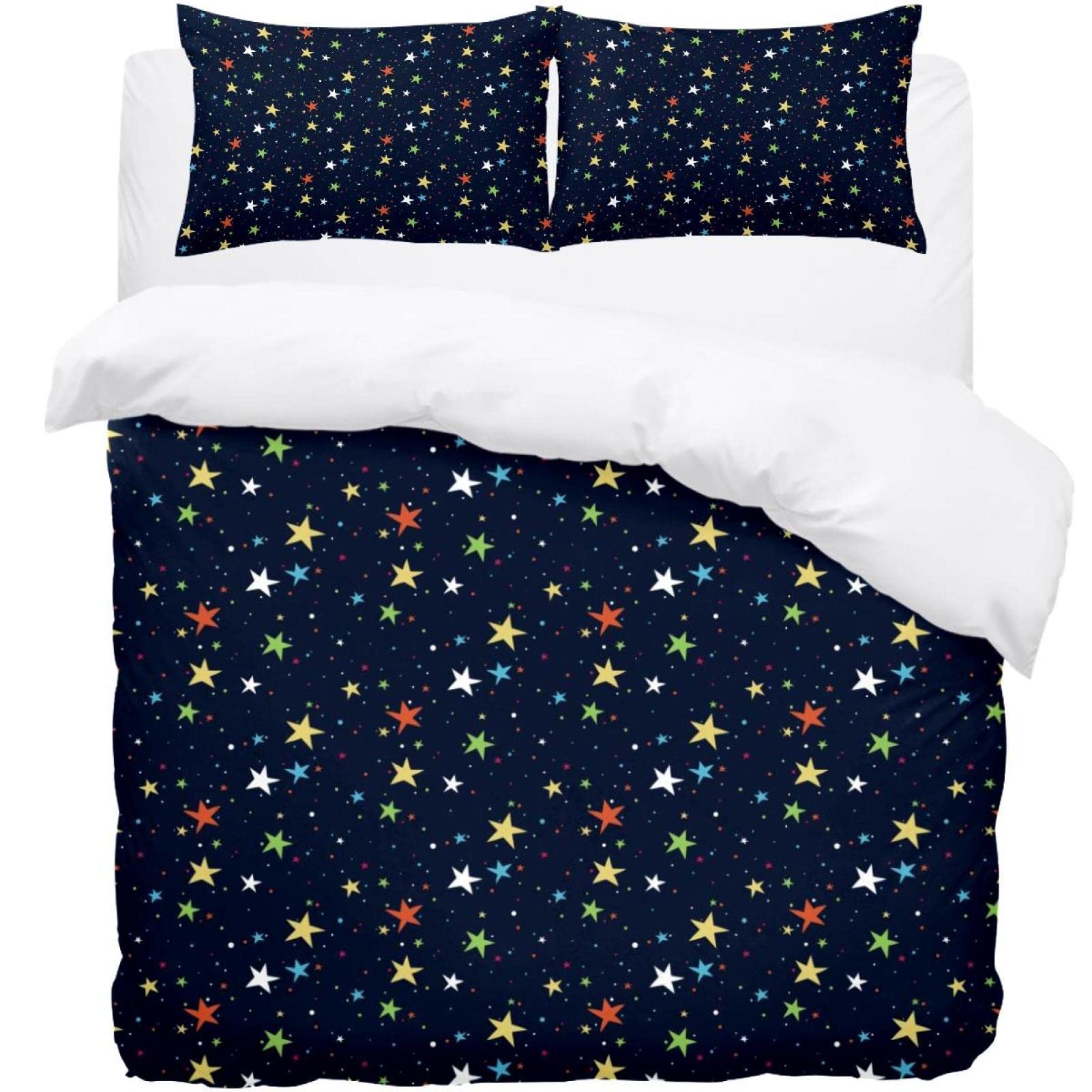 Housse de couette bleu foncé avec ses 2 taies d'oreiller pour un sommeil serein