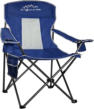 Folding Camping Chair Mesh Back Portable Breathable Outdoor Chairs with Carry Bag & Cup Holder for Camping, Beach, Fishing, Sports, Patio, Blue