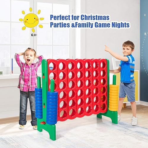 Vista 9 de Costzon Giant 4 en una fila, Juego de mesa Jumbo de 4 a puntuación para niños y adultos, juego de conexión de patio interior y exterior, 1.07 m