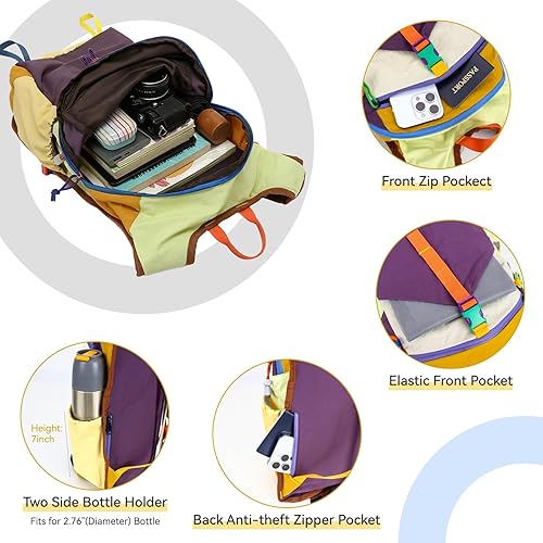 Miniatura 4 de Mochila de senderismo pequeña de 15 L, mochila de viaje colorida y ligera, plegable, plegable, mochila informal para mujeres y hombres