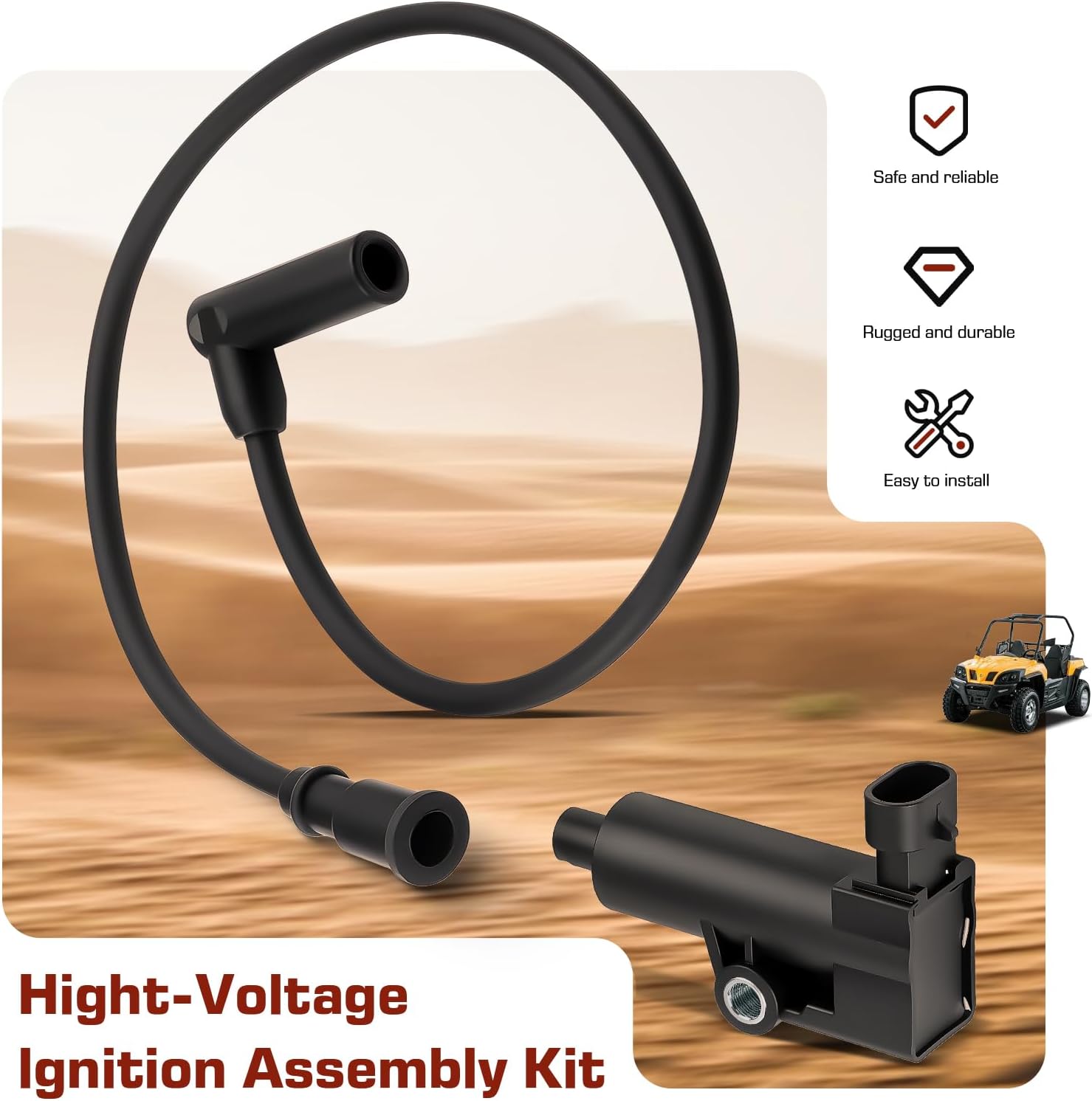 Ignition Coil Spark Plug W/Wire For Spire Massimo Gunner 250 MTD Challenger Axis 500 MSU Bighorn Coleman 400 500 Bennche Cowboy Hisun 250 400 450 500