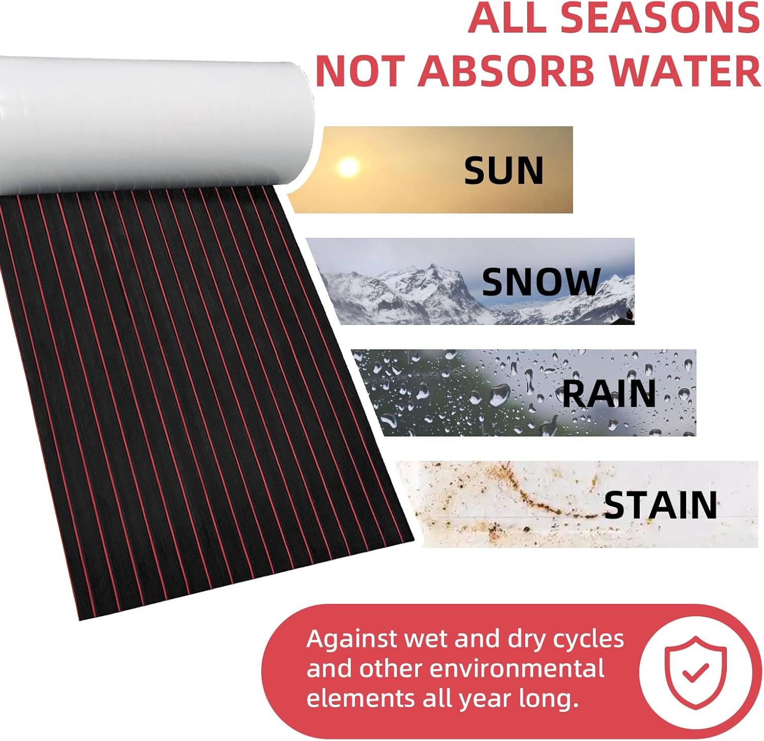 EVA Foam Decking 94x45/35/16 Faux Teak Marine Carpet Non-Slip Self-Adhesive Foam Deck Mat Rolls Sheet for MotorBoats, Pontoon, Yacht, Jon Boat Floor