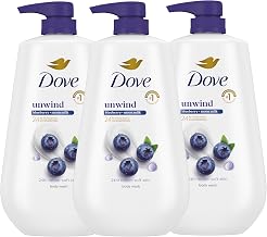Dove Body Wash 3 Count Unwind Blueberry & Moon Milk For 24hr Lotion-Soft Skin Moisturizing Skin Cleanser with No Sulfates No Parabens