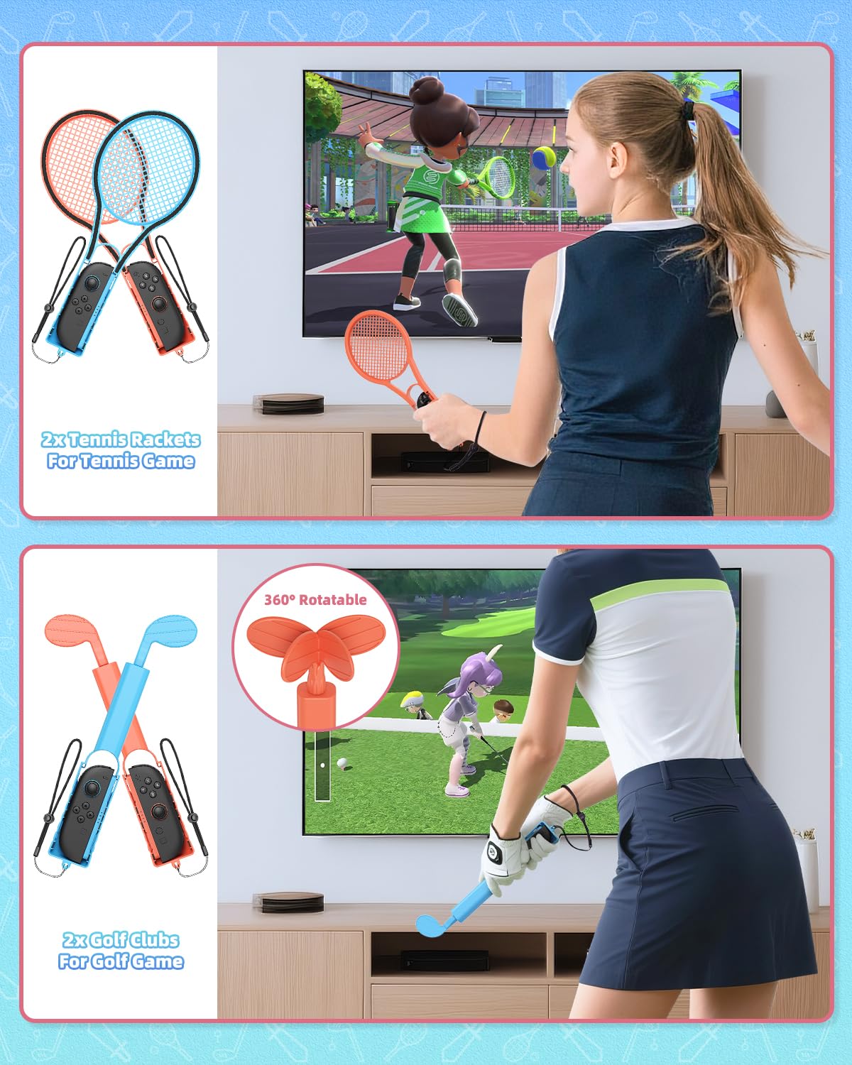 [13 in 1 - for Switch2/1] - Switch Sports Zubehör-Set für Nintendo Switch2/1/ OLED, Familien-Party Sportspiele Kit mit Tragetasche - Kompatibel mit Joy-con 2 & allen Switch Sports-Spielen
