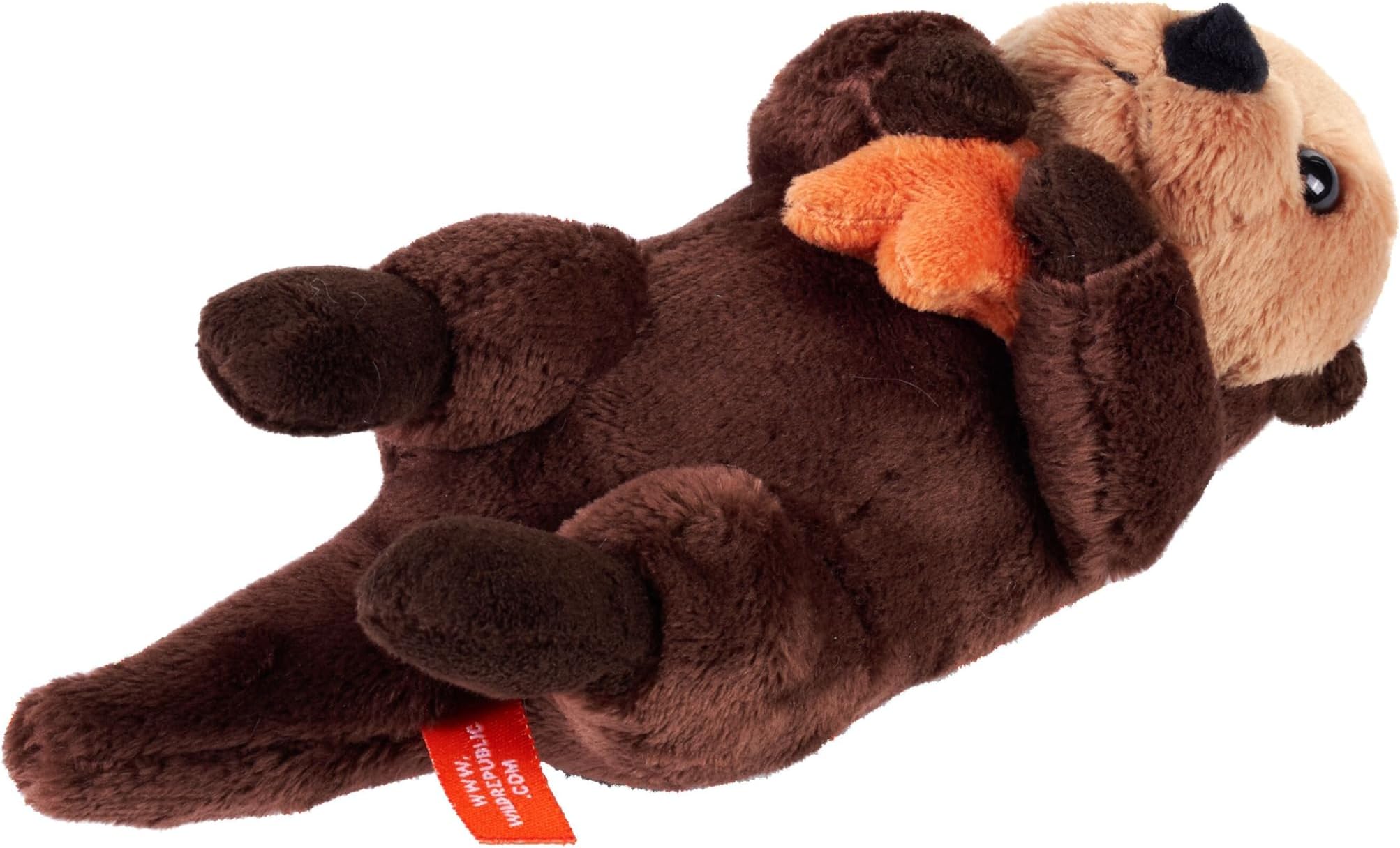 Wild Republic Pocketkins Eco Sea Otter, Stuffed Animal, 5 Inches, Plush Toy, Made from Recycled Materials, Eco Friendly
