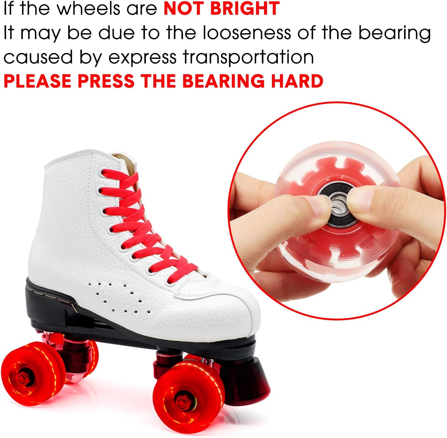 8 Piece LED Light up Roller Skate Wheels Luminous Skate Wheels with Skate Roller Bearings 32 x 58 mm