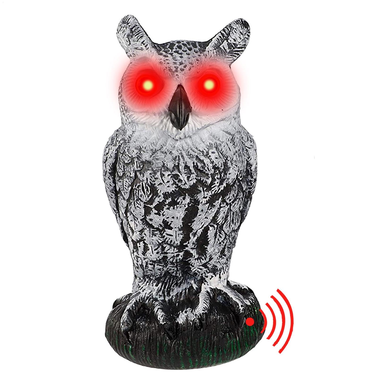 Scarecrow Owl, 27 cm Owl Scarer Figure with Eyes and Sound, Realistic Simulation of Scarecrow Screaming for Birds and Pigeons