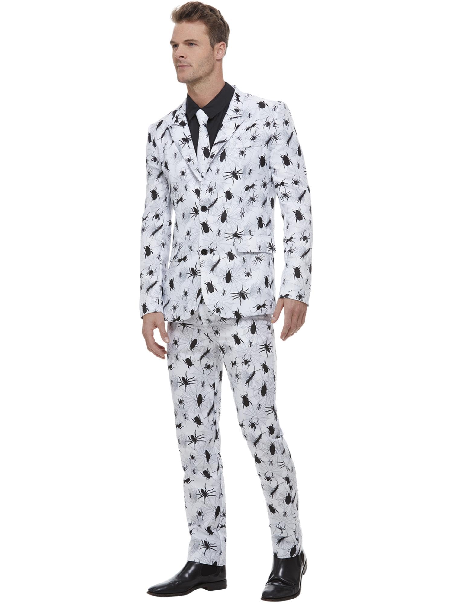 Smiffys Bugging Out Suit, White with Jacket, Trousers & Tie, Stand Out Suits Fancy Dress, Halloween Dress Up Costumes