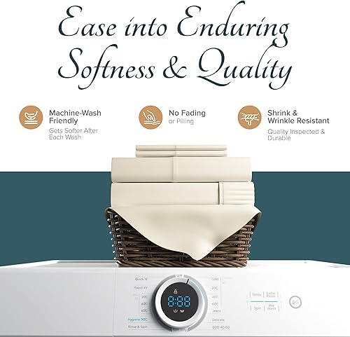 Miniatura 7 de Carressa Linen Juego de sábanas 100% algodón egipcio, tamaño Queen, juego de sábanas de lujo de 1500 hilos de algodón egipcio de 1500 hilos (4