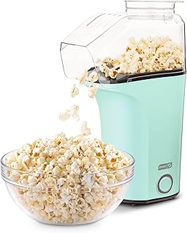 Dash Fresh Pop Popcorn Maker - Oil-Free, Air Popcorn Popper - With Measuring Cup & Recipe Guide - Perfect for Movie Nights - 16 Cups, Aqua