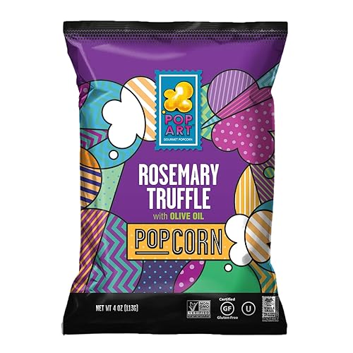 Pop Art Snacks Gourmet palomitas de maíz  trufa de romero con aceite de oliva  Palomitas veganas sin gluten  Snacks con sabor para adultos niños