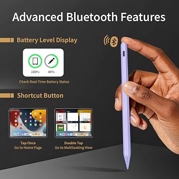 Stylus Pen for iPad, Pixel Precision,Palm Rejection,Tilt Sensitive, Perfect for iPad 6-11, iPad Pro 11/12.9/M4/M5,iPad Air 3/4/5/M2/M3,iPad mini 6/5, Purple