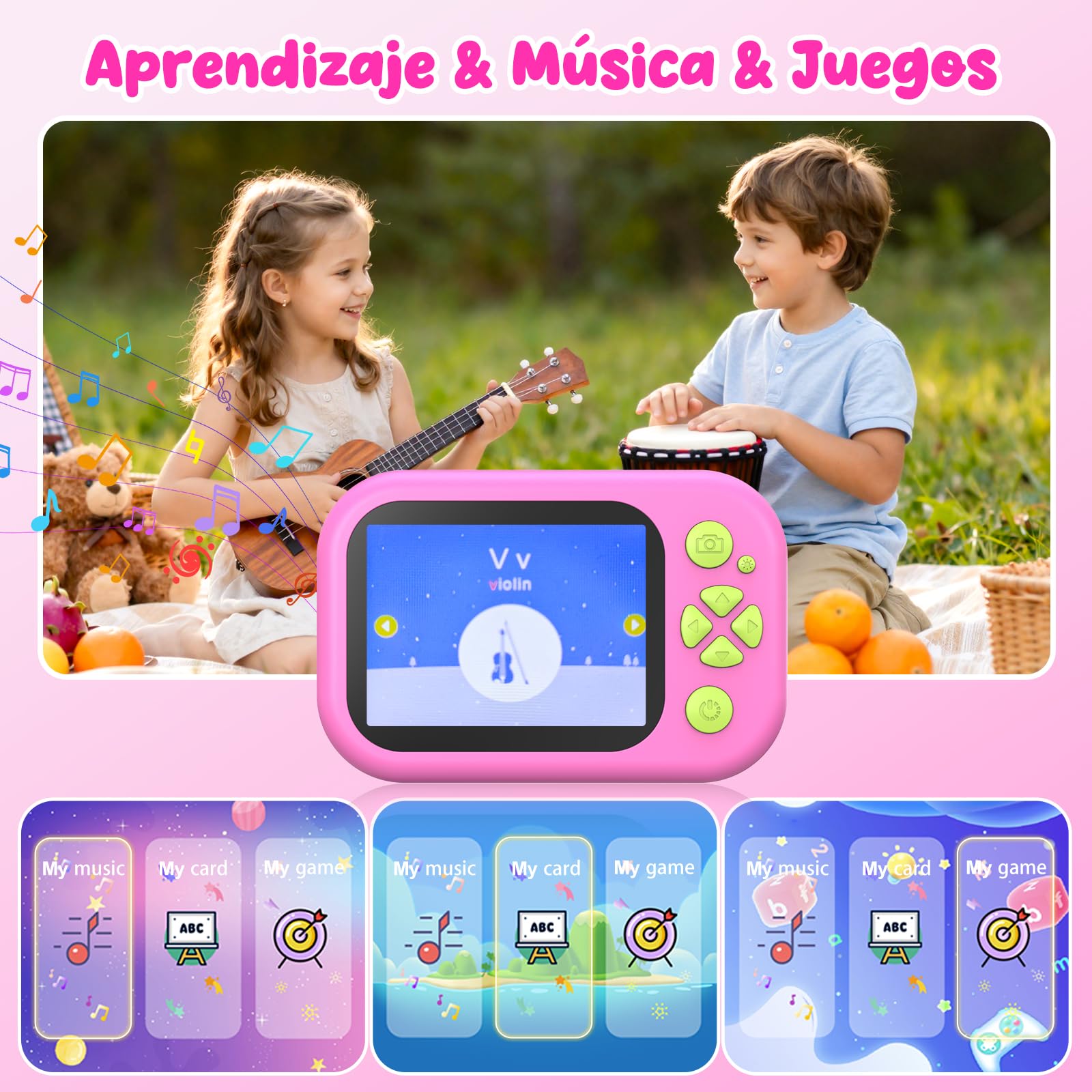 Camara Fotos Infantil, 1080P Cámara Acuática Niños, 10M/32.8FT Cámara Impermeable para Niños con Pantalla de 2,4”, Tarjeta de 32GB, Flash LED, Regalo para Niños y Niñas de 3-12 Años